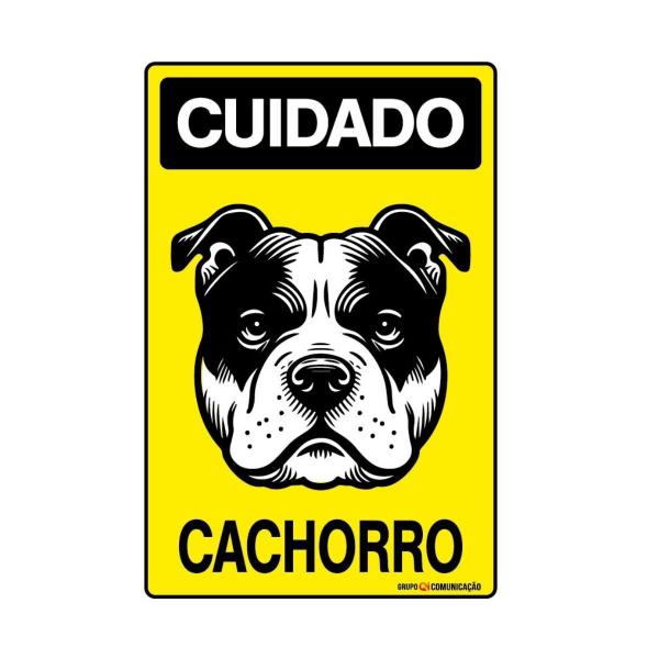 Imagem de Placa De Sinalização Cuidado Cachorro 20x30 Qi Comunicação - P-6/1 Q1a