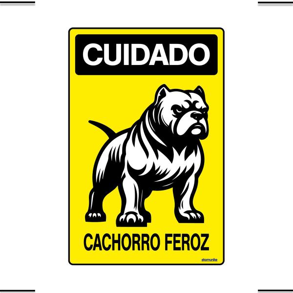 Imagem de Placa De Sinalização Cuidado Cachorro Feroz 20x30 Ekomunike - P-6/2 F9e