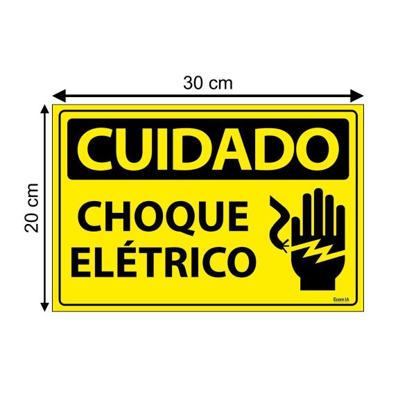 Imagem de Placa De Sinalização Cuidado Choque Elétrico 30x20 Ecom IA - SC41 F9e