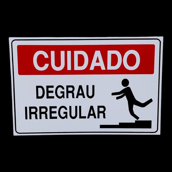 Imagem de Placa DE Sinalização CUIDADO DEGRAU IRREGULAR 20 X 30 CM