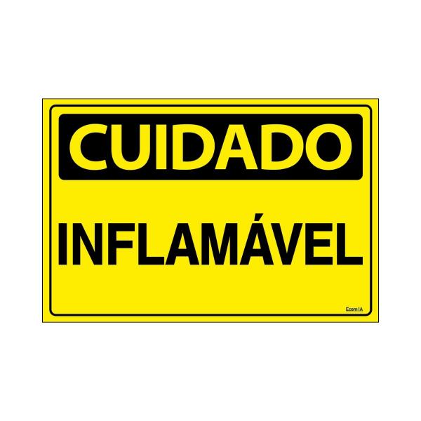 Imagem de Placa De Sinalização Cuidado Inflamável 30x20 Ecom IA - SC54 F9e