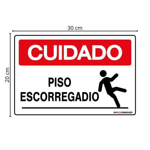 Imagem de Placa De Sinalização Cuidado Piso Escorregadio 30x20 Qi Comunicação - S-227 Q1a