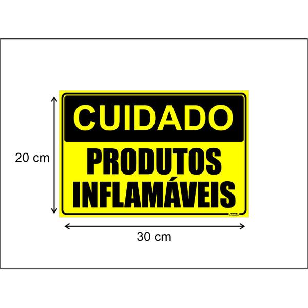 Imagem de Placa de Sinalização Cuidado Produtos Inflamáveis