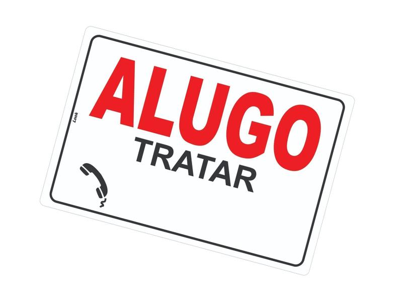 Imagem de Placa de Sinalização de Aviso - Alugo - Tratar Aluguel de Casa, Apartamento ou Imóvel em PS (Poliestireno)