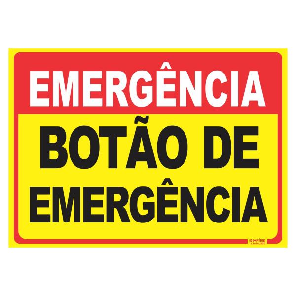 Imagem de Placa de Sinalização Emergência Botão de Emergência