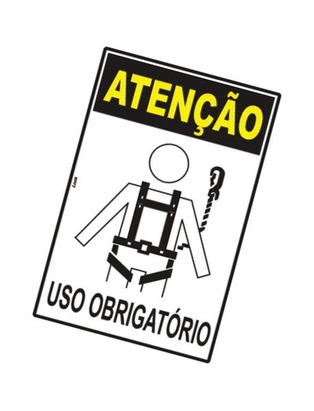 Imagem de Placa de Sinalização EPI - Atenção: Uso Obrigatório de Cinto - Equipamento de Proteção Individual em PS (Poliestireno)