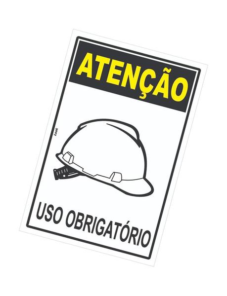 Imagem de Placa de Sinalização EPI - Uso Obrigatório de Capacete - Equipamento de Proteção Individual em PS (Poliestireno)