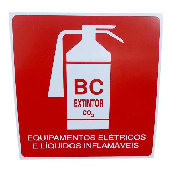 Imagem de Placa de Sinalização EXTINTOR BC C02 20X20 INFLAMAVEIS