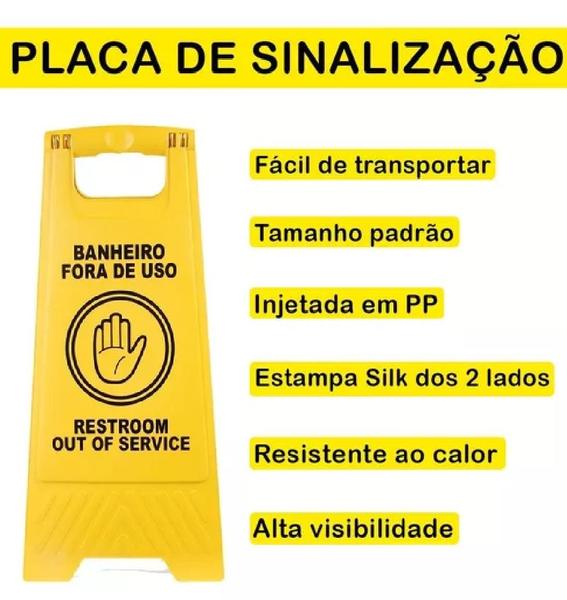 Imagem de Placa De Sinalização Fechado Para Limpeza e advertência , controle , - Cavalete Amarelo