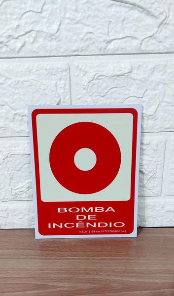 Imagem de Placa de Sinalização fotoluminescente BOMBA INCENDIO 15X15