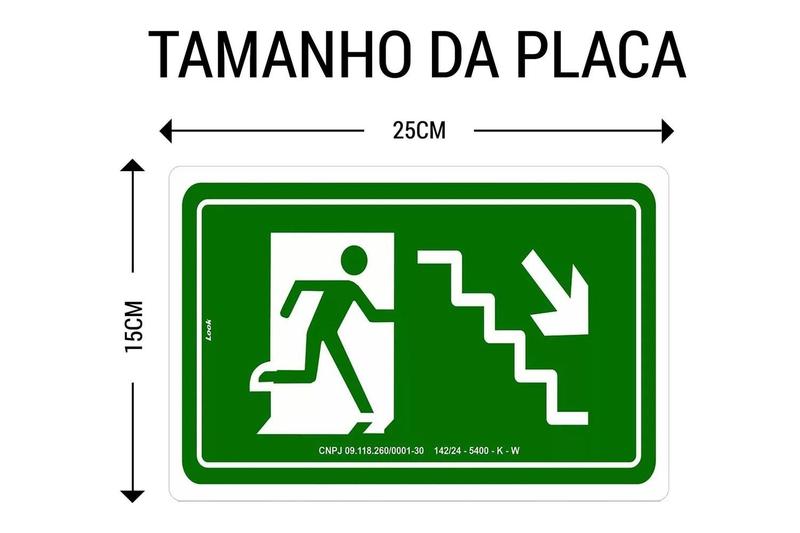 Imagem de Placa de Sinalização Fotoluminescente S8 - Rota de Fuga  Escada Desce à Direita