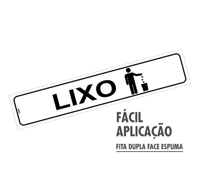 Imagem de Placa de Sinalização Lixo - Aviso de Lixeira - 5x25 cm - Autocolante em PS (Poliestireno)