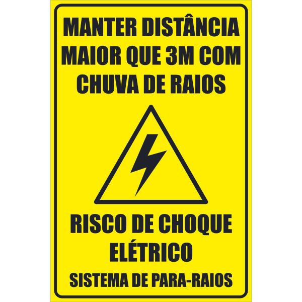 Imagem de Placa de Sinalização Manter Distância Maior Que 3M Com Chuva