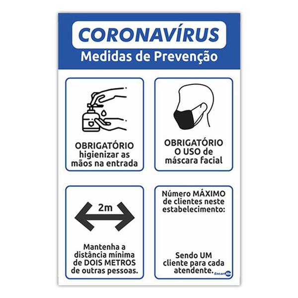 Imagem de Placa De Sinalização Medidas de Prevençaõ 20cmX30cmX0,80mm