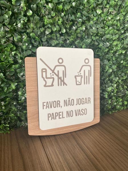 Imagem de Placa de sinalização Não Jogue papel no vaso em mdf