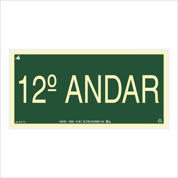 Imagem de Placa de Sinalização Pavimento 12º Andar