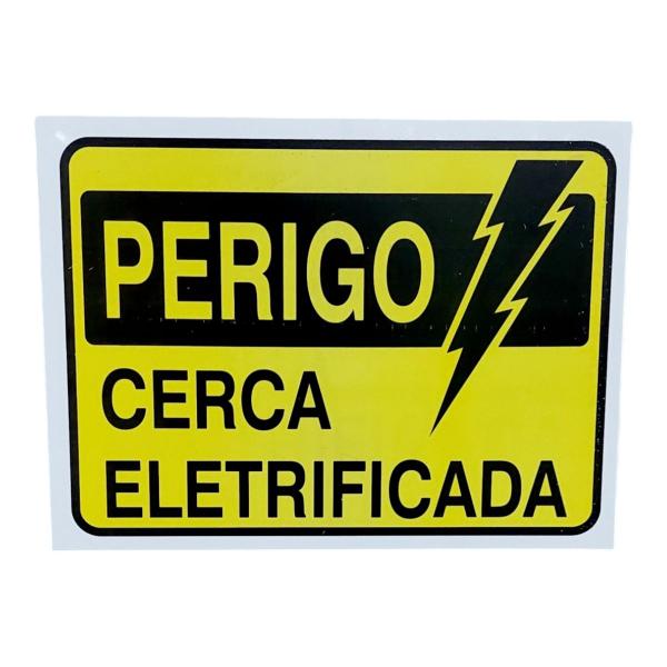 Imagem de Placa de Sinalização PERIGO CERCA ELETRIFICADA 15x20 cm