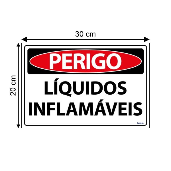 Imagem de Placa De Sinalização Perigo Líquidos Inflamáveis 30x20 Ecom IA - SP29 F9e