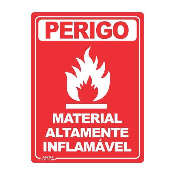 Imagem de Placa de Sinalização Perigo Material Altamente Inflamável