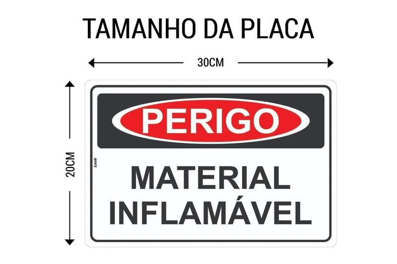 Imagem de Placa de Sinalização - Perigo: Material Inflamável - Cuidado em PS (Poliestireno)