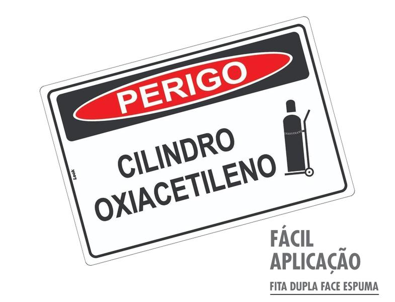 Imagem de  Placa de Sinalização - Perigo: Solda - Cilindro de Oxiacetileno em PS (Poliestireno)