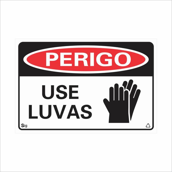 Imagem de Placa de Sinalização Perigo Use Luvas