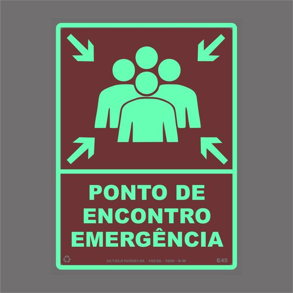 Imagem de Placa de Sinalização Ponto de Encontro de Emergência (Vermelha)