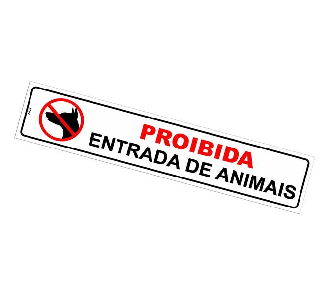 Imagem de Placa de Sinalização Proibida Entrada de Animais 5x25cm