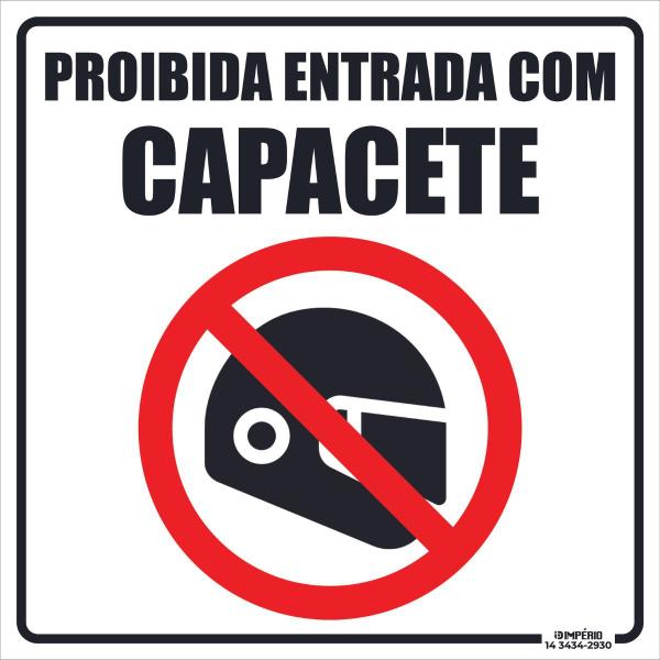 Imagem de Placa de Sinalização Proibido a Entrada Com Capacete