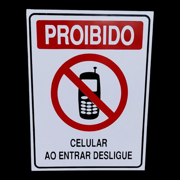 Imagem de Placa de Sinalização PROIBIDO CELULAR AO ENTRAR DESLIGUE