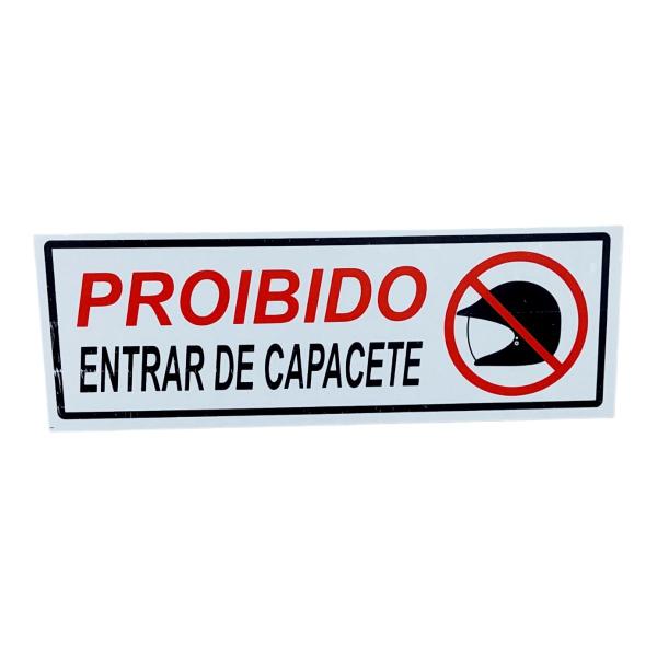 Imagem de Placa de Sinalização PROIBIDO ENTRAR DE CAPACETE 10x30 cm