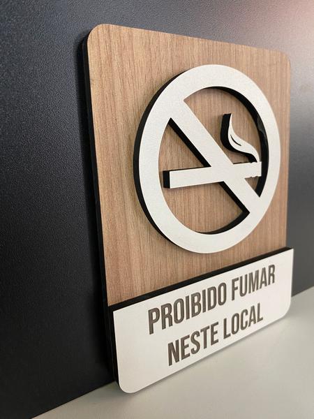 Imagem de Placa de Sinalização Proibido Fumar Neste Local / Não Fume - MDF - Para Bares, Restaurantes