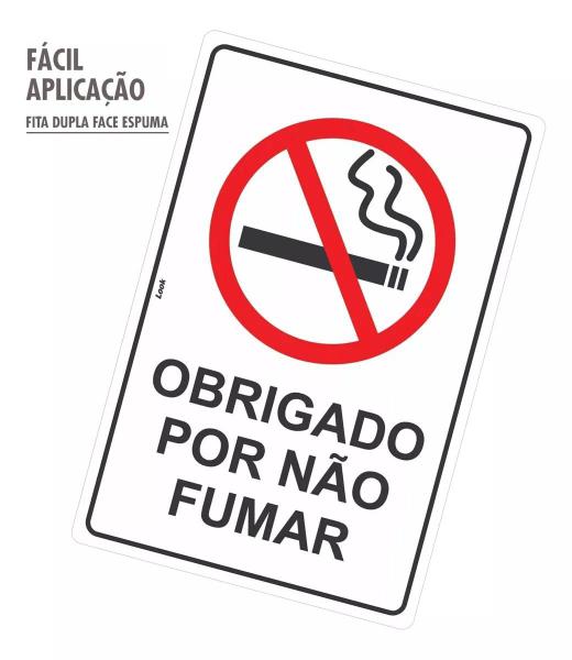 Imagem de Placa de Sinalização Proibido Fumar Obrigado Por Não Fumar