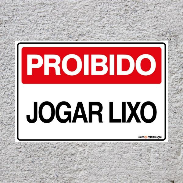 Imagem de Placa De Sinalização Proibido Jogar Lixo 30x20 Qi Comunicação - P-10 Q1A