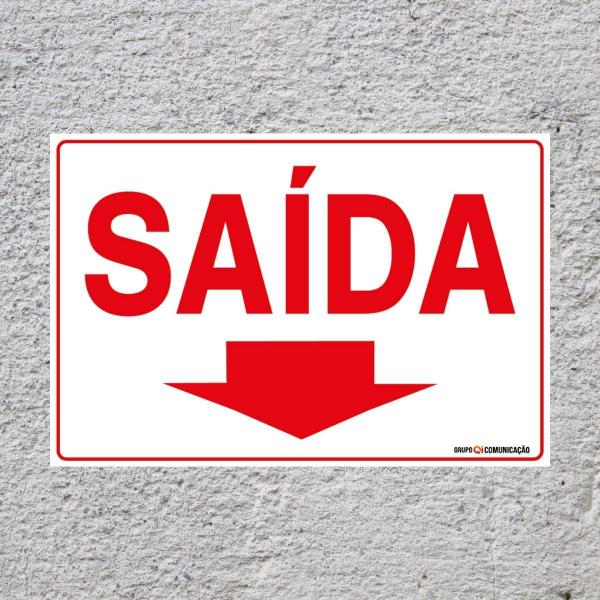 Imagem de Placa De Sinalização Saída Com Seta Para Baixo 30x20 Qi Comunicação - S-213/1 Q1A