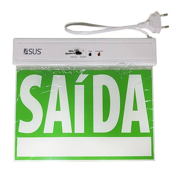 Imagem de Placa de Sinalizaçao Saida Emergencia Bateria  Lampada LED Luz Iluminaçao Empresa Casa