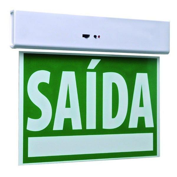 Imagem de Placa de Sinalizaçao Saida Emergencia Bateria Recarregavel Lampada LED Luz Iluminaçao Casa Empresa