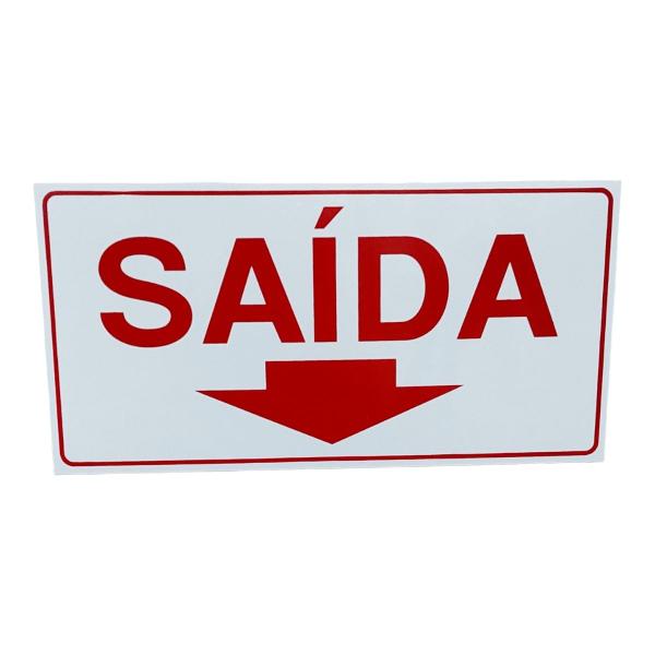 Imagem de Placa de Sinalização saida seta para baixo 15x30 cm branca