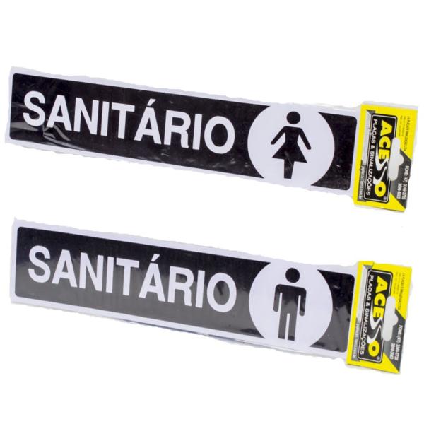 Imagem de Placa De Sinalização Sanitário Feminino e Masculino Preto