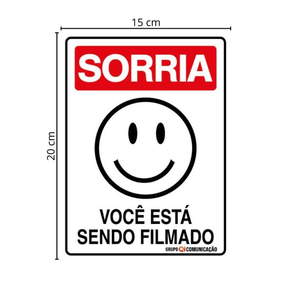 Imagem de Placa De Sinalização Sorria Você Está Sendo Filmado 15x20 Qi Comunicação - P-26 Q1a