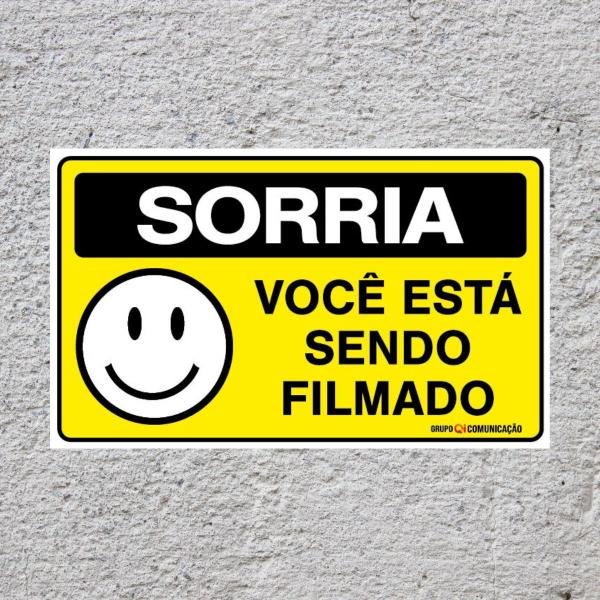 Imagem de Placa De Sinalização Sorria Você Está Sendo Filmado 25x15 Qi Comunicação - P-24/1 Q1a