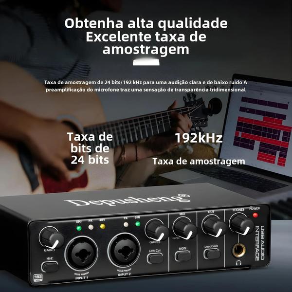 Imagem de Placa de Som Profissional Depusheng MD22 - Interface de Áudio para Estúdio e Live