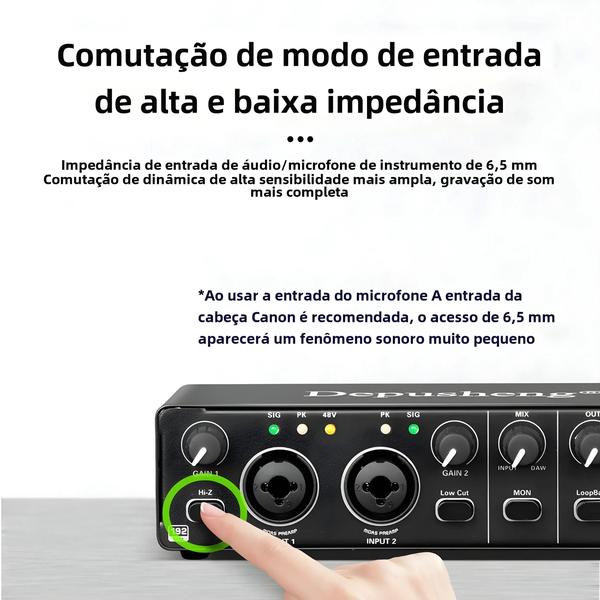 Imagem de Placa de Som Profissional Depusheng MD22 - Interface de Áudio para Estúdio e Live