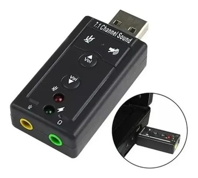 Imagem de Placa De Som Usb 7.1 Canais Adaptador Audio Fone De Ouvido