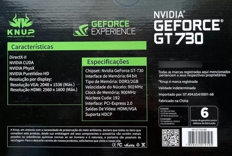 Imagem de Placa De Video Geforce Gt730 2gb Ddr3 p/ 2 Monitores hdmi vga