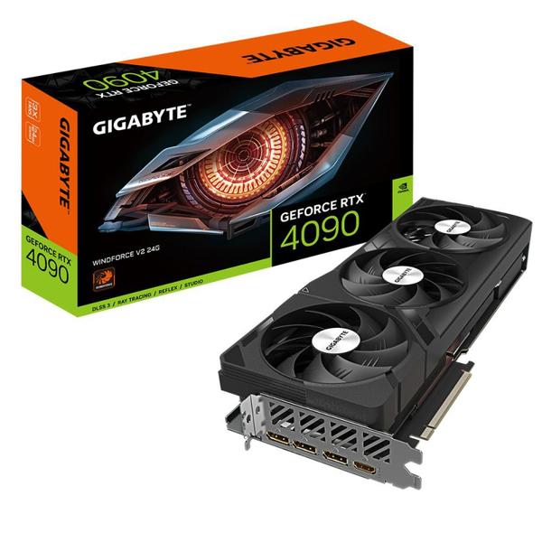 Imagem de Placa De Vídeo Gigabyte NVIDIA GeForce RTX 4090 Windforce V2, 24GB, GDDR6X, DLSS, Ray Tracing, GV-N4