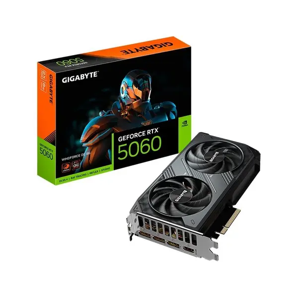 Placa de Vídeo Gigabyte RTX 5060 WINDFORCE OC 8G NVIDIA GeForce, 8GB GDDR7, 128bits, DLSS,...