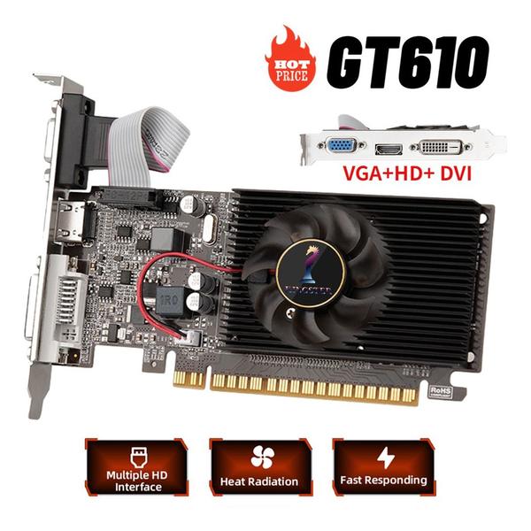 Imagem de Placa De Vídeo Nvidia Geforce 600 Gt610 2gb Ddr3 Kingster Placa Gráfica Jogos PC Gamer CPU Gabinete