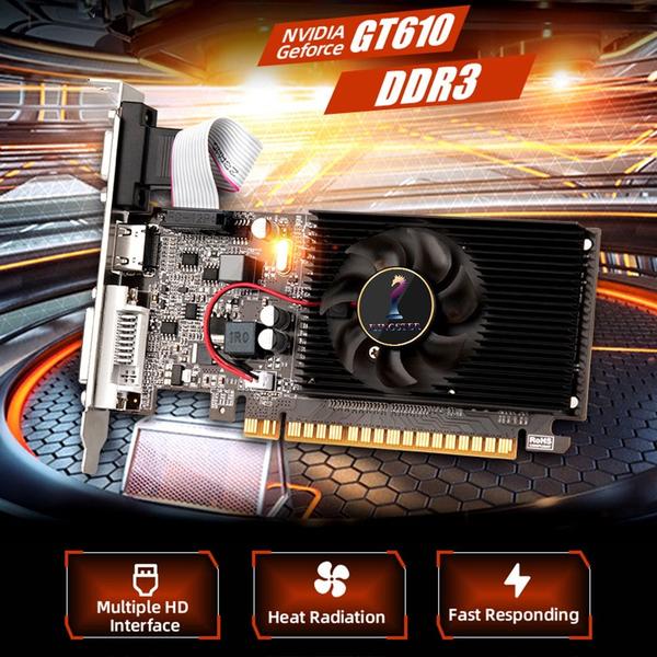 Imagem de Placa De Vídeo Nvidia Placa Gráfica Geforce 600 Gt610 2gb Ddr3 Kingster Jogos PC Gamer CPU Gabinete