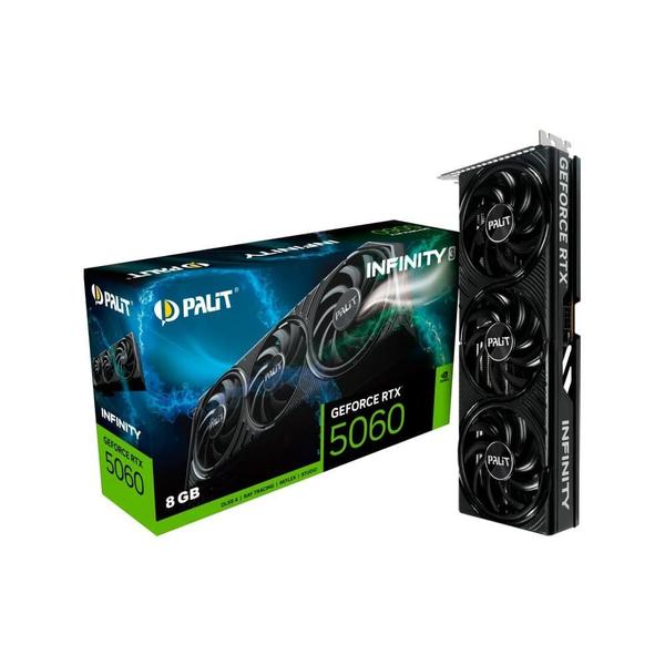 Placa de VĂdeo Palit GeForce RTX 5060 Infinity 3 NVIDIA GeForce, 8GB GDDR7, 128Bits, FP4 e... Placa de VĂdeo Palit GeForce RTX 5060 Infinity 3 NVIDIA GeForce, 8GB GDDR7, 128Bits, FP4 e...